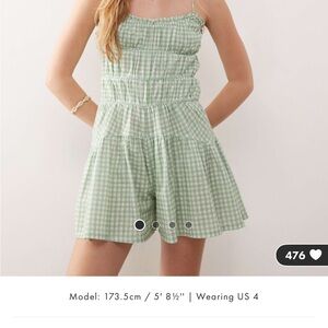 Reclaimed Vintage Green Gingham romper